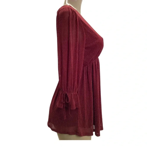 Siren Lily Maternity Shimmery Top with elastic and ties on sleeves New - Picture 2 of 9